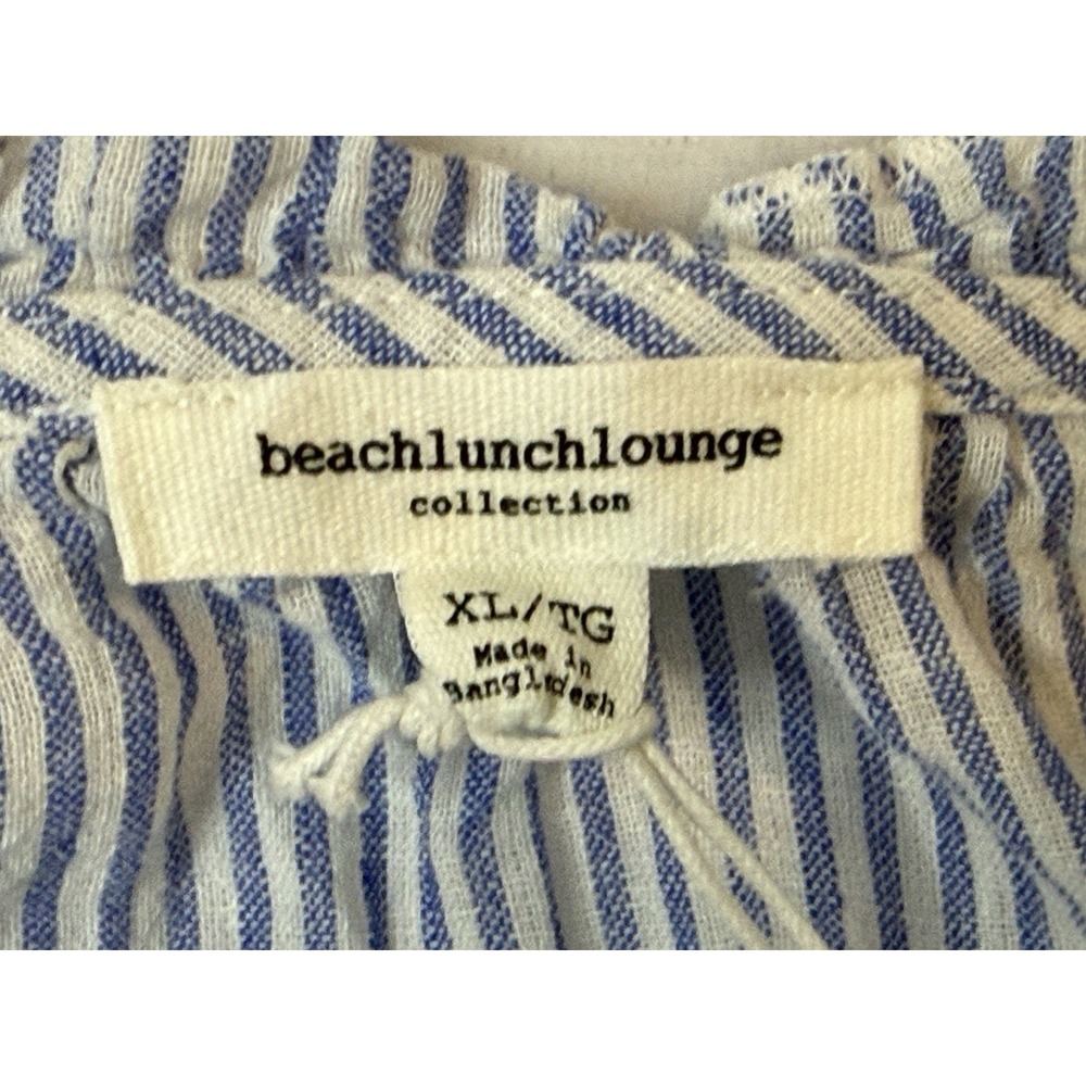 NWT BeachLunchLounge Striped Peasant Top XL Blue White Boho Tassel Tie Resort - Picture 8 of 11